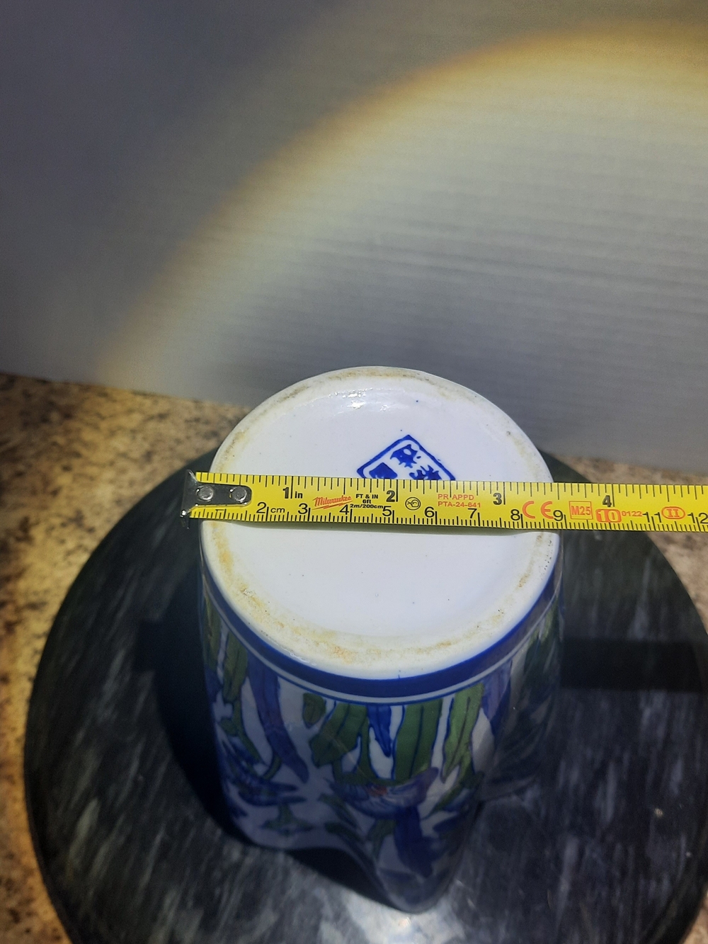 Mid-century Blue Floral Ceramic Vase - Picture 8 of 8